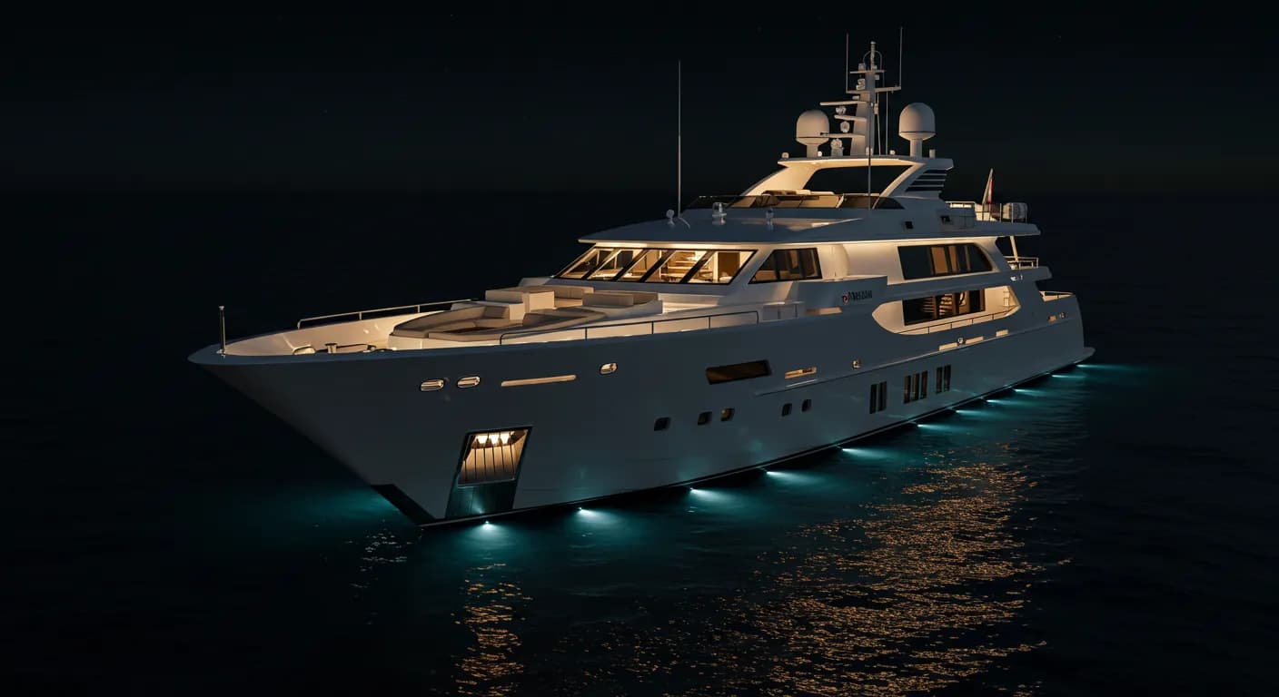 Luxury yacht sailing on open water